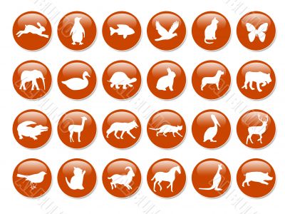 brown icons with animals silhouettes