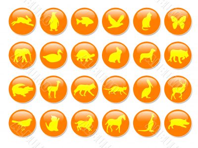 Orange icons with yellow animal shapes,vector,pet
