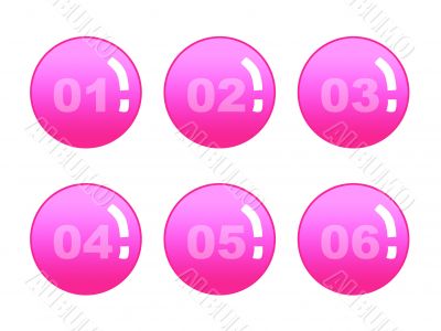  Six red numbered buttons,vector,icons