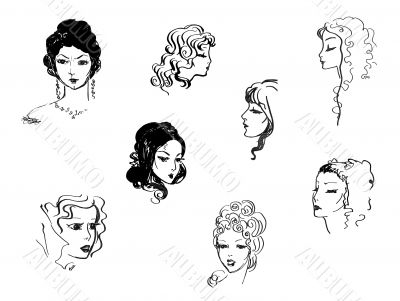 Beautiful women`s heads