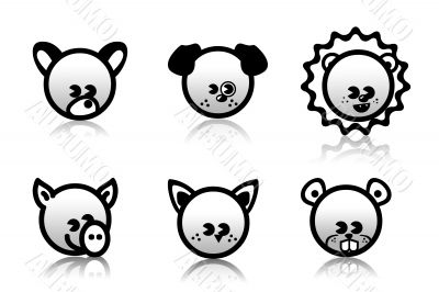 Six animal icons,pets,toy