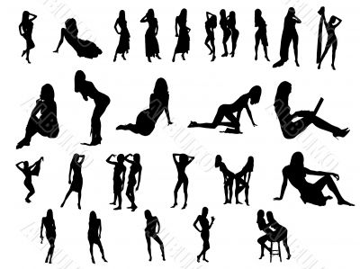 icons with sexy girls silhouettes