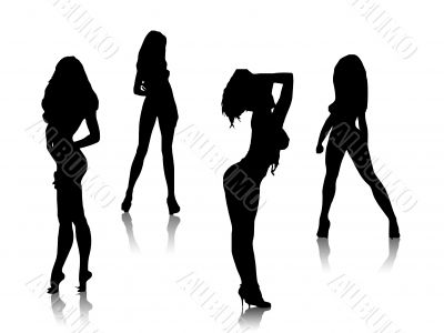 beautiful girls silhouettes, vector, sexy