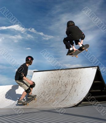 Kids skateboarding