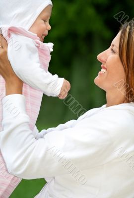 happy mother with baby