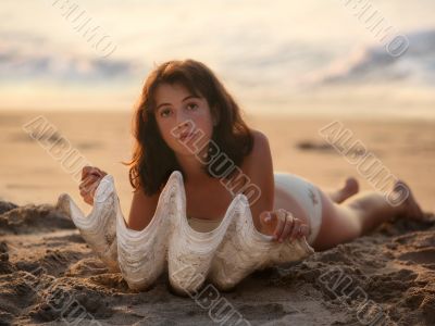 Girl with seashell