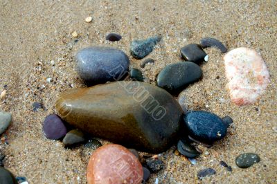 Wet sea stones