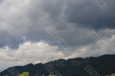 Rainy clouds in mountains