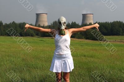 Girl in a gas mask