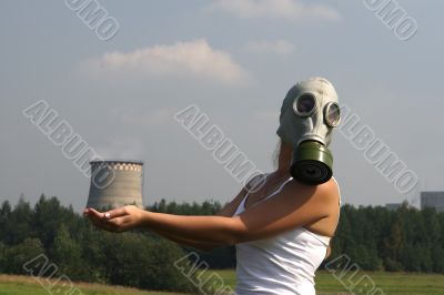 Girl in a gas mask