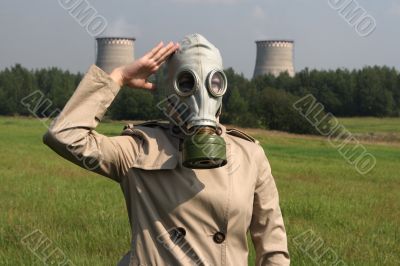 Girl in a gas mask