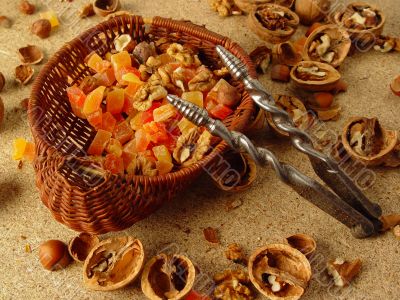 Dessert with dried fruits and nuts