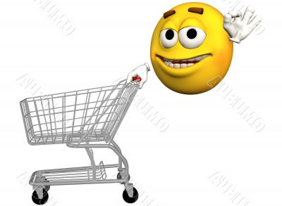 Smiley Emoticon Shopper Shopping Cart