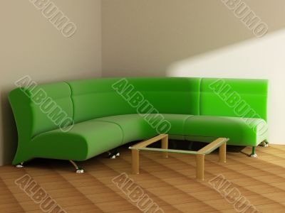 Interior in light tones sofa table
