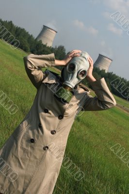 Girl in a gas mask