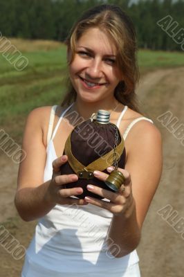 The girl quench thirst The girl quench thirst