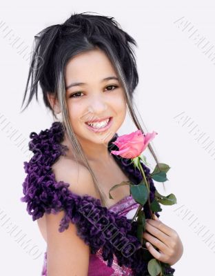 Asian girl with a rose