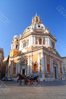 basilica and horse wagon