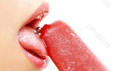 ice-cream, lips and tongue