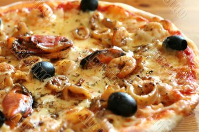 Seafood pizza