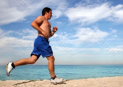 Exercising on the beach