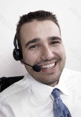  friendly telephone operator in an office