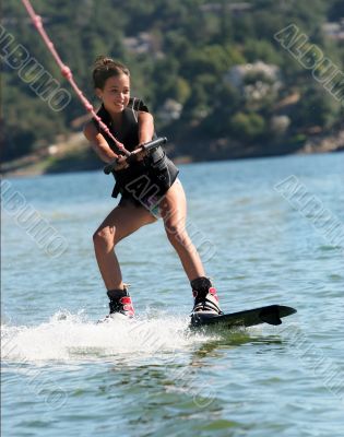 Girl wakeboarding