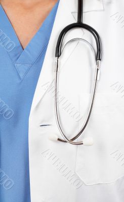 Stethoscope over the lab coat