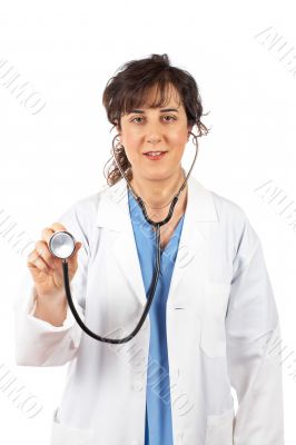 Female doctor in lab coat Female doctor in lab coat