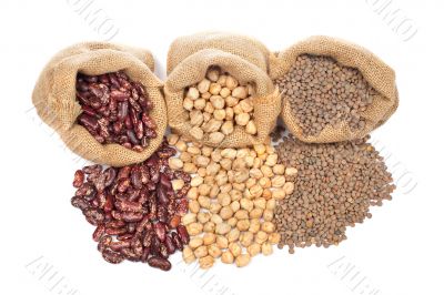 Lentils, chickpeas and red beans spilling out