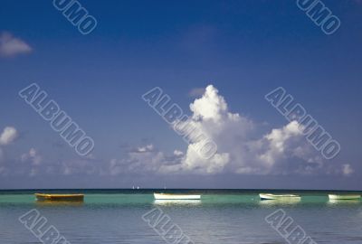 Boats at anchor n shallow water