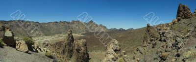 Panoramic view inside Teide volcano caldera