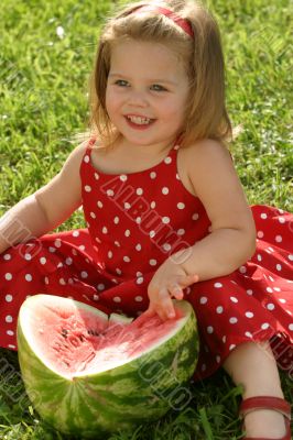 Girl eating watermelon