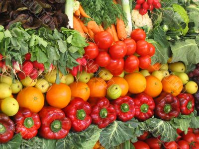 Colorful vegetables and fruits