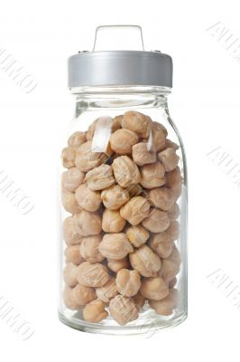 Glass jar of chickpeas