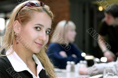 Beautiful Girl In A Restaurant