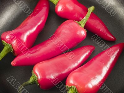 red hot chili peppers in a pan