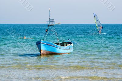 Boat, Surf and Swimmer