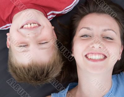 Mum and the son smile