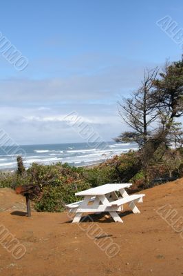 Picnic table on the beach