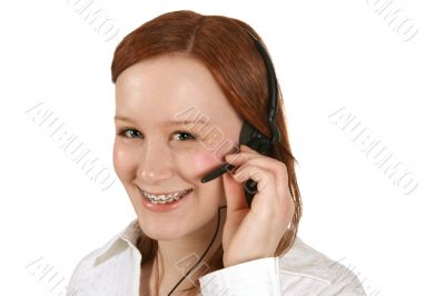 Customer service representative in headset
