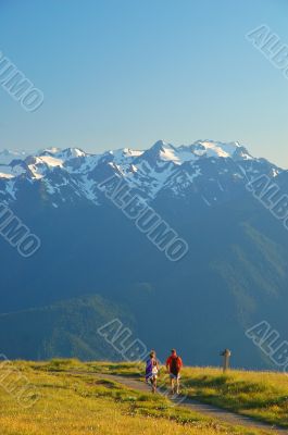 Couple on the hiking trail Couple on the hiking trail