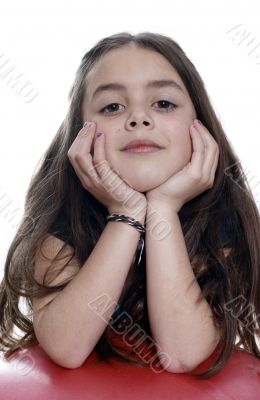 Young girl with an exercises ball Young girl with an exercises ball