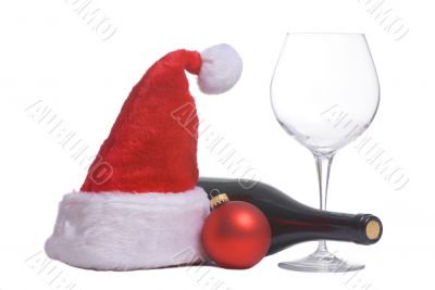 Santa hat and wine