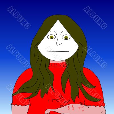 Cartoon of Girl in Various Moods