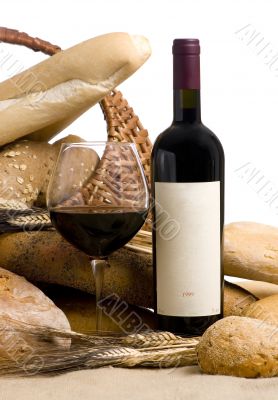 Wine with bread blank label