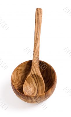 Wooden bowl and spoon