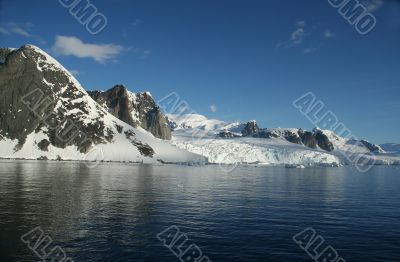 Glaciated mountains and icefall Glaciated mountains and icefall