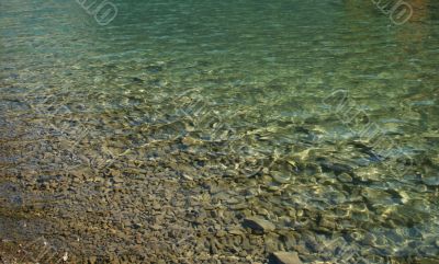 Rocky shore and lake stones