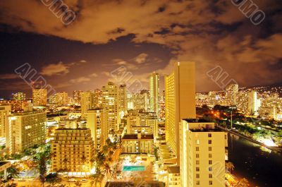 Waikiki Downtown at Night